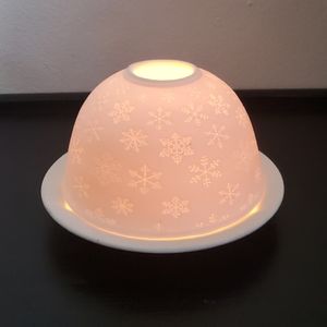 White Porcelain Lithophane Tea Light Candle Holder